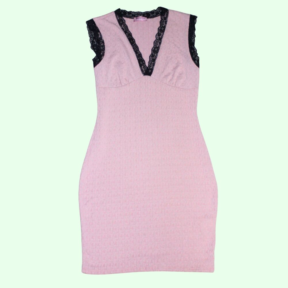 Ragdoll LA Pink Ribbed Bodycon Midi Dress Size Small